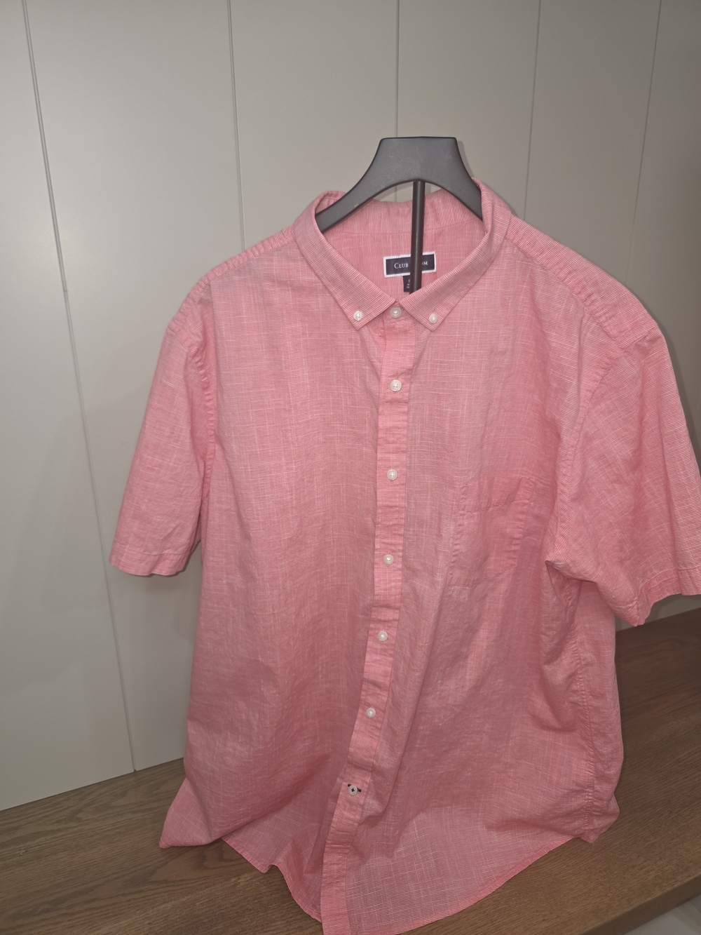 Club Room Men's Short Sleeve Button-Down Shirt - Pink Cotton Size 3xl Coastal